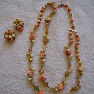 1940s Original Costume Jewelry Necklace & Earrings